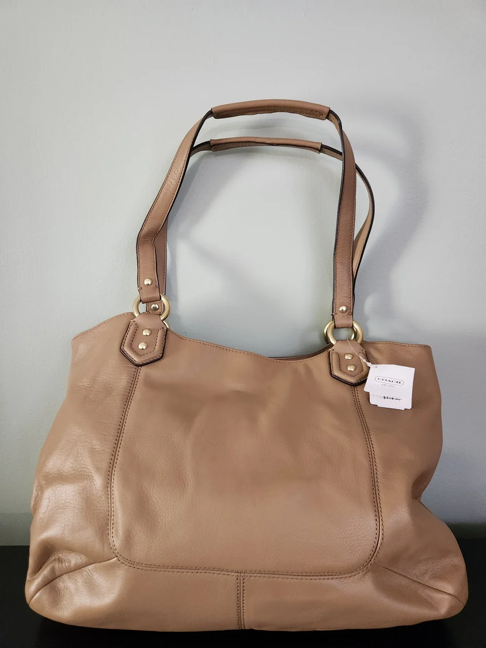 NWT Coach Leather Tote Handbag in Taupe - Unbranded
